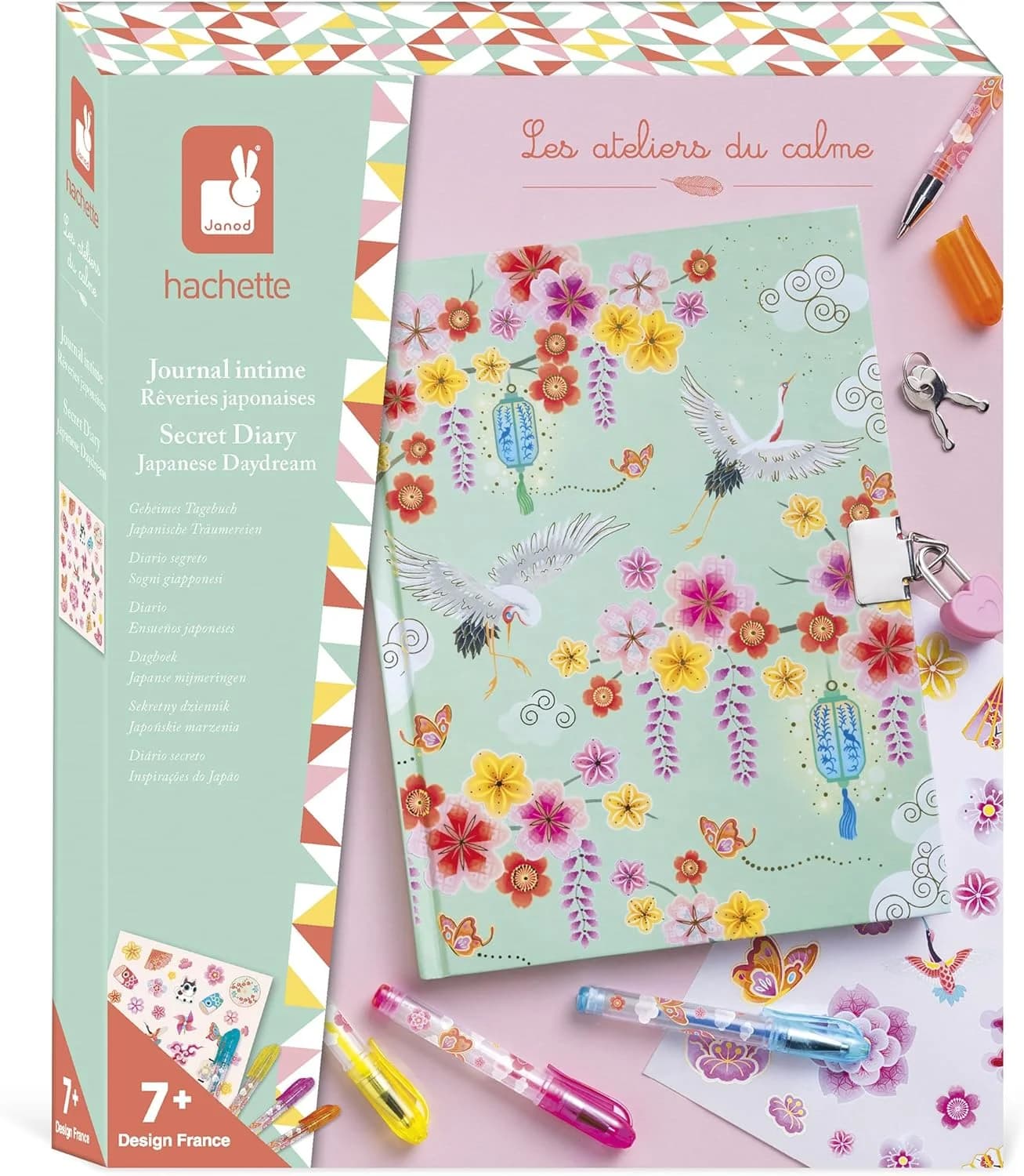 Janod journal intime avec cadenas cœur et stylos gel