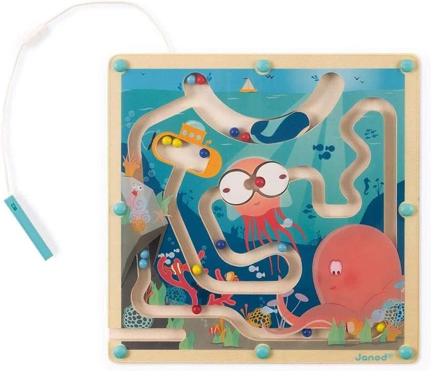 Janod - Labyrinthe magnétique Océan en bois (16 billes)