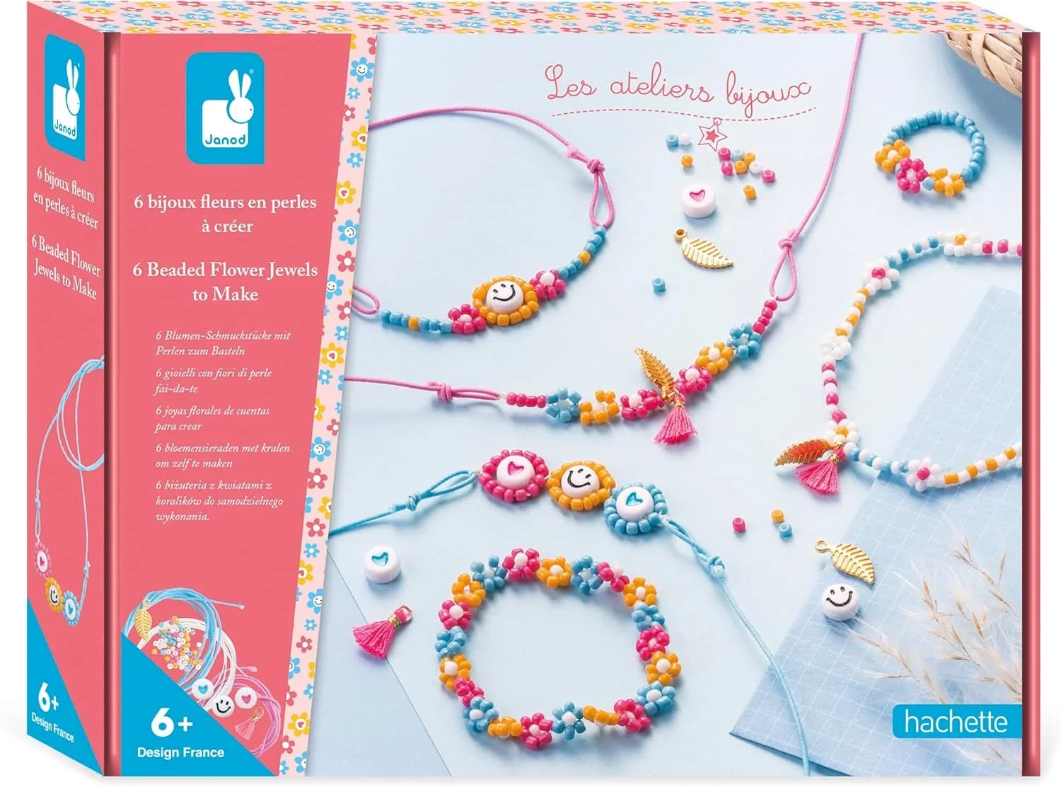 Janod Les Ateliers Bijoux - 6 bijoux fleurs en perles de rocaille