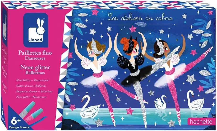 Janod Les Ateliers du Calme - Coffret paillettes fluo Danseuses (3 tableaux)