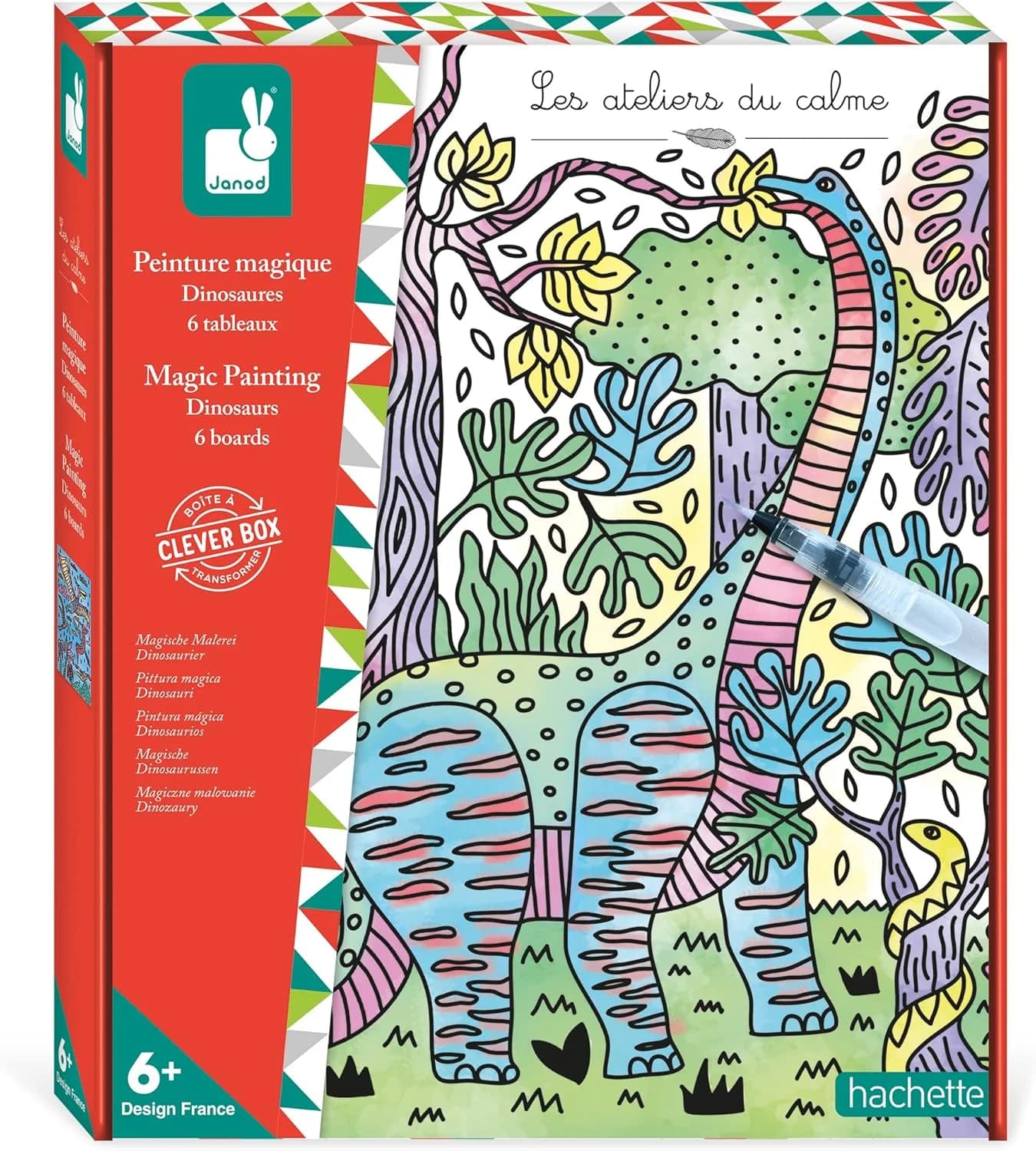 Janod Les Ateliers du Calme - Peinture magique Dinosaures (6 tableaux)