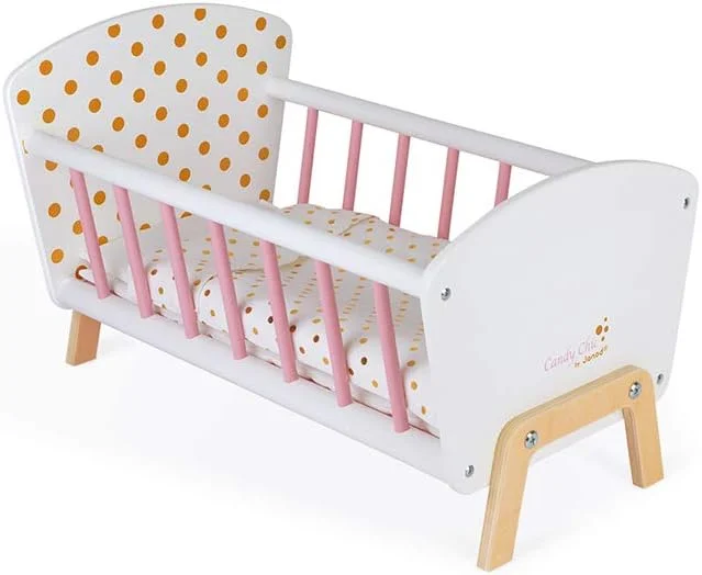 Janod Lit Candy Chic pour poupon jusqu’à 42 cm (matelas, couverture, oreiller) dès 3 ans