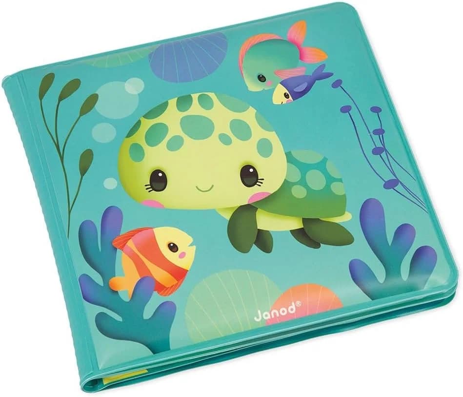 Janod - Livre de bain magique Tortues de mer (8 pages, encre révélée à l’eau)