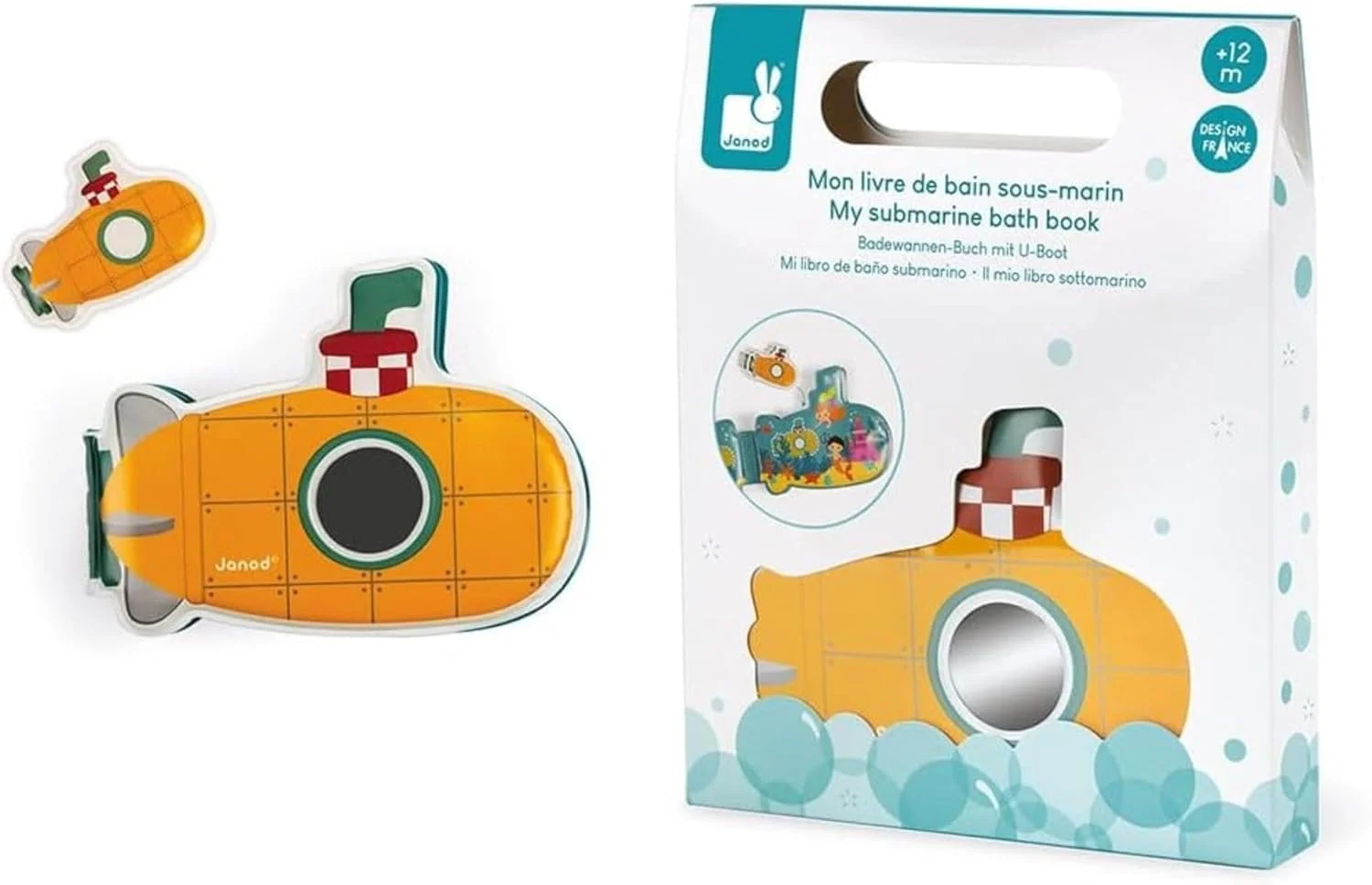 Janod Livre de Bain Sous-Marin + Figurine Mousse dès 12 mois