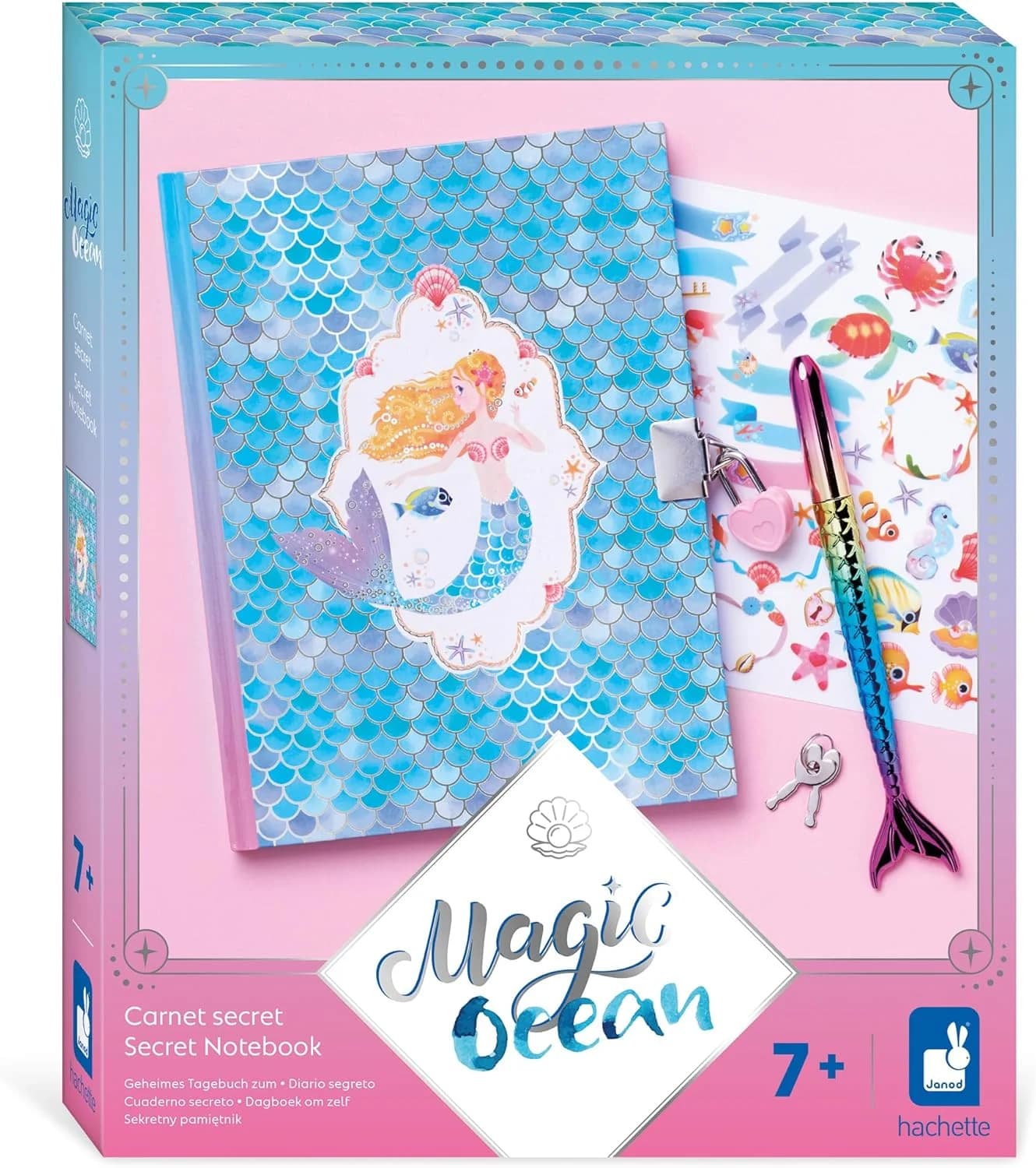 Janod Magic Ocean - Carnet secret sirène avec cadenas + stylo (7+)