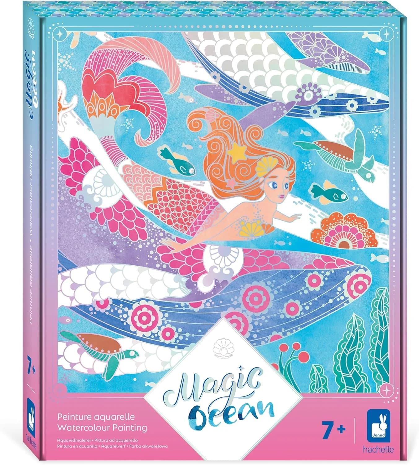 Janod Magic Ocean - Peinture aquarelle (4 tableaux traits argentés) - 7+