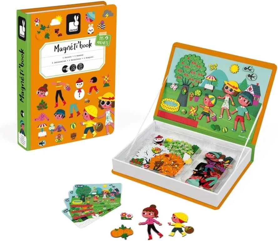 Janod Magnéti'Book 4 saisons - Livre magnétique éducatif (48 pièces)