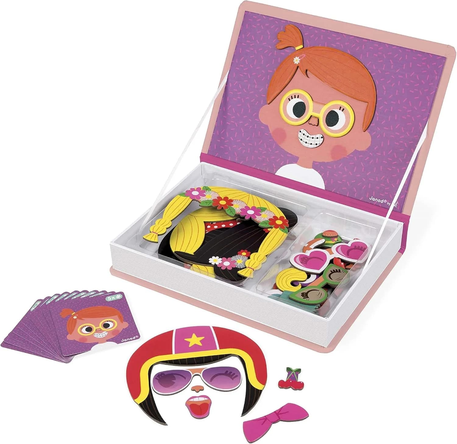 Janod Magnéti'Book Crazy Faces Fille – 55 magnets, 10 modèles (dès 3 ans)