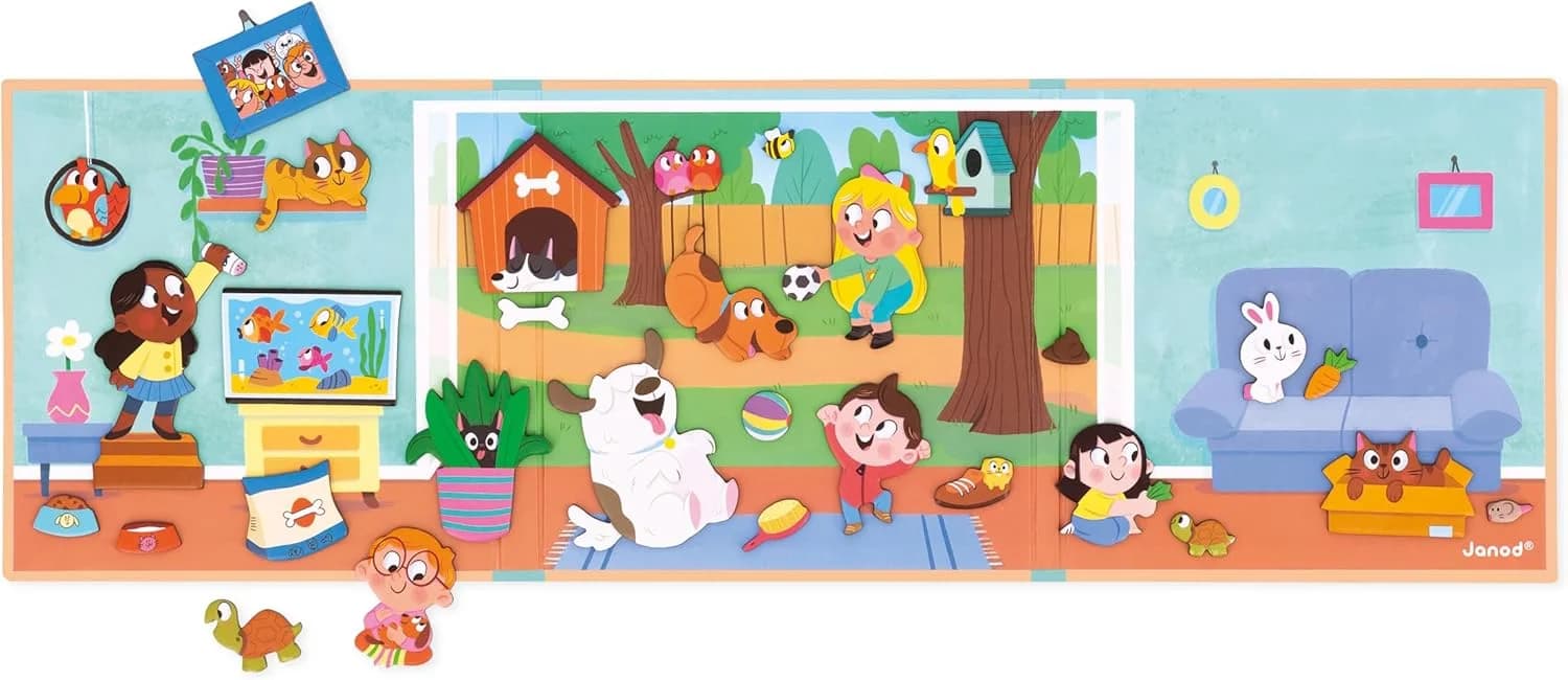 Janod Magnéti'Stories Animaux domestiques – livre magnétique (30 aimants) J05457