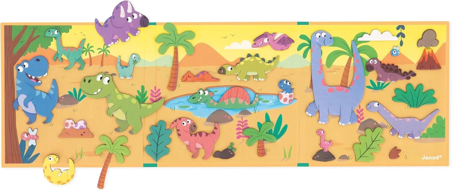 Janod Magnéti’stories Dinosaures (livre magnétique, 30 magnets)
