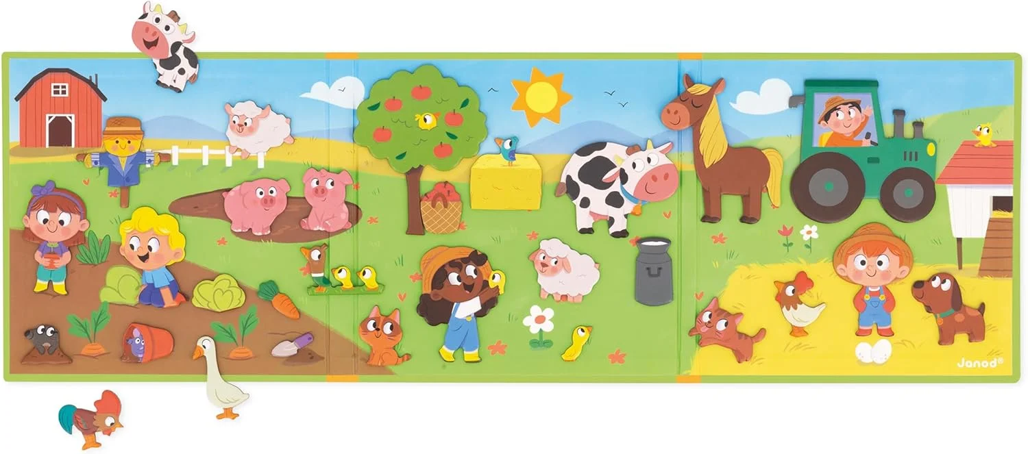 Janod Magnéti'Stories La ferme – livre magnétique (30 aimants) J05451