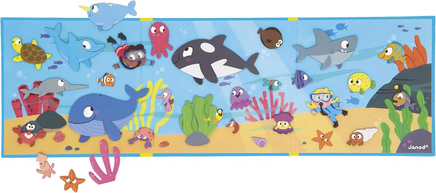 Janod Magnéti’Stories Fonds marins – livre magnétique 30 aimants (J05448)