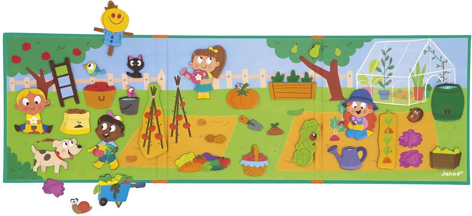 Janod Magnéti’Stories Le potager – livre magnétique 30 aimants (J05449)