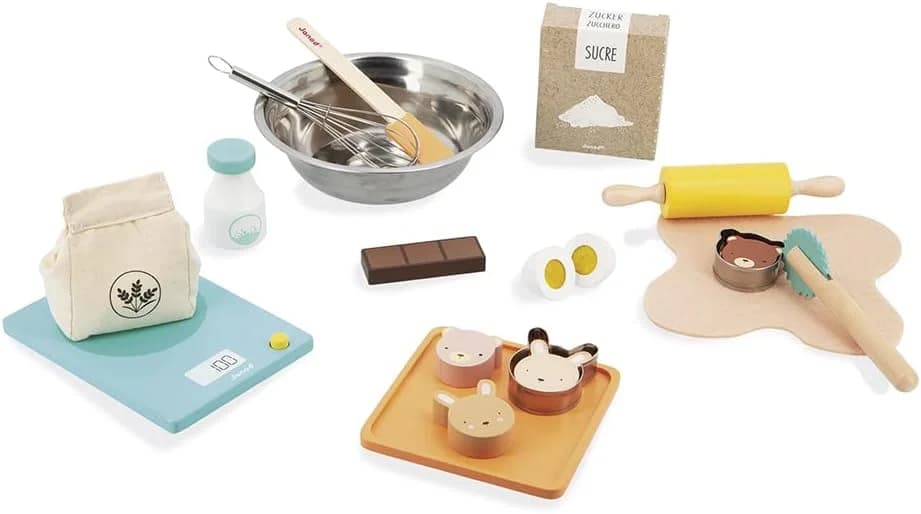 Janod Mon Atelier Pâtisserie - Set imitation cuisine 19 accessoires