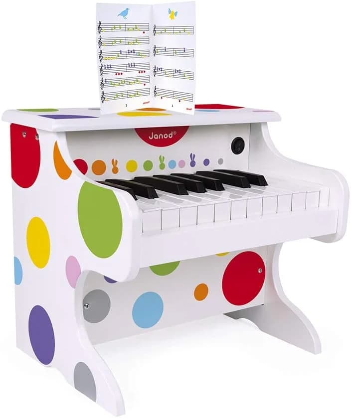 Janod Mon premier piano électronique en bois Confetti (18 touches, partitions) dès 3 ans
