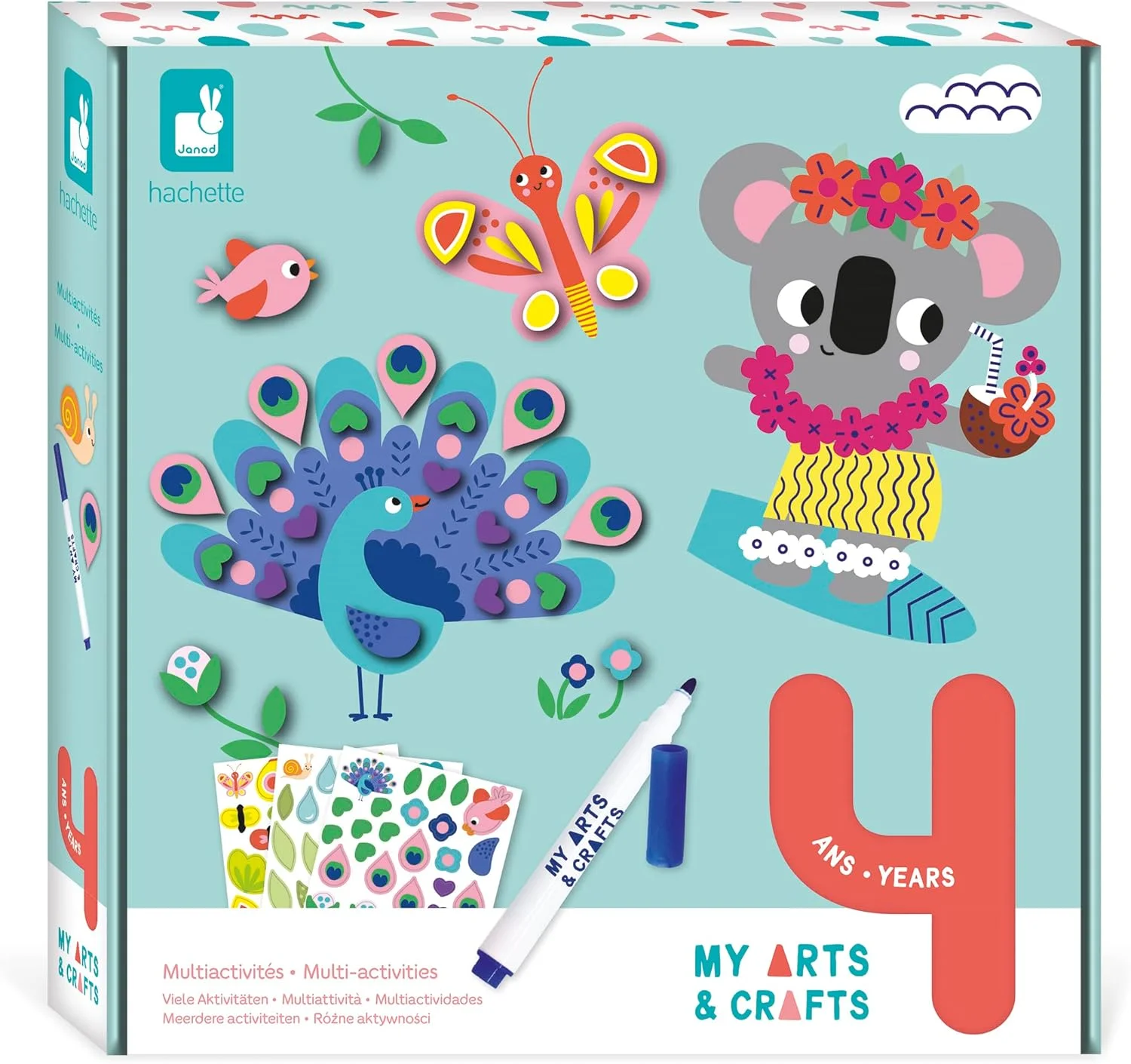 Janod My Arts & Crafts - Coffret créatif multiactivités (stickers + graphisme) dès 4 ans