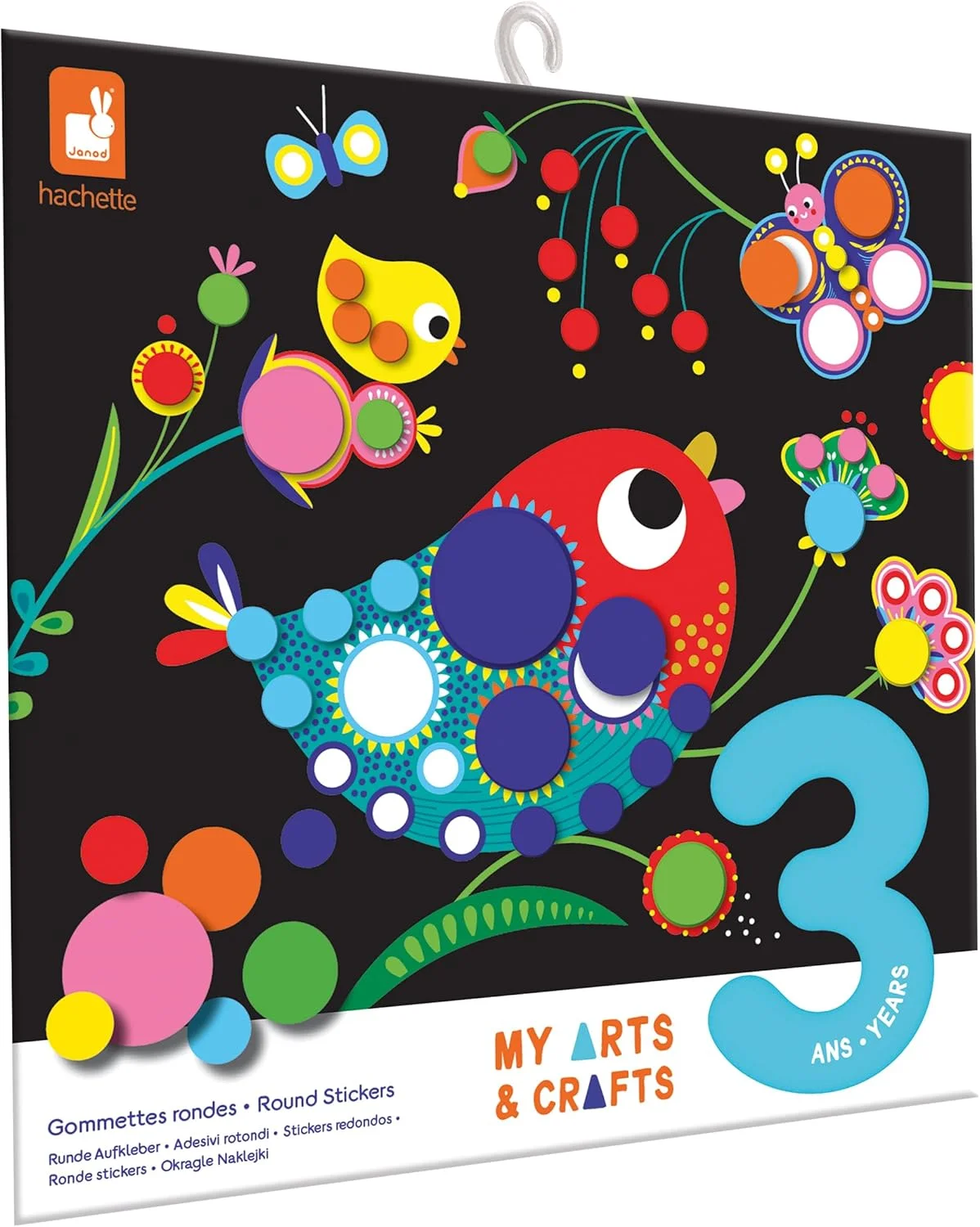 Janod My Arts & Crafts – gommettes rondes animaux (4 tableaux) J09146