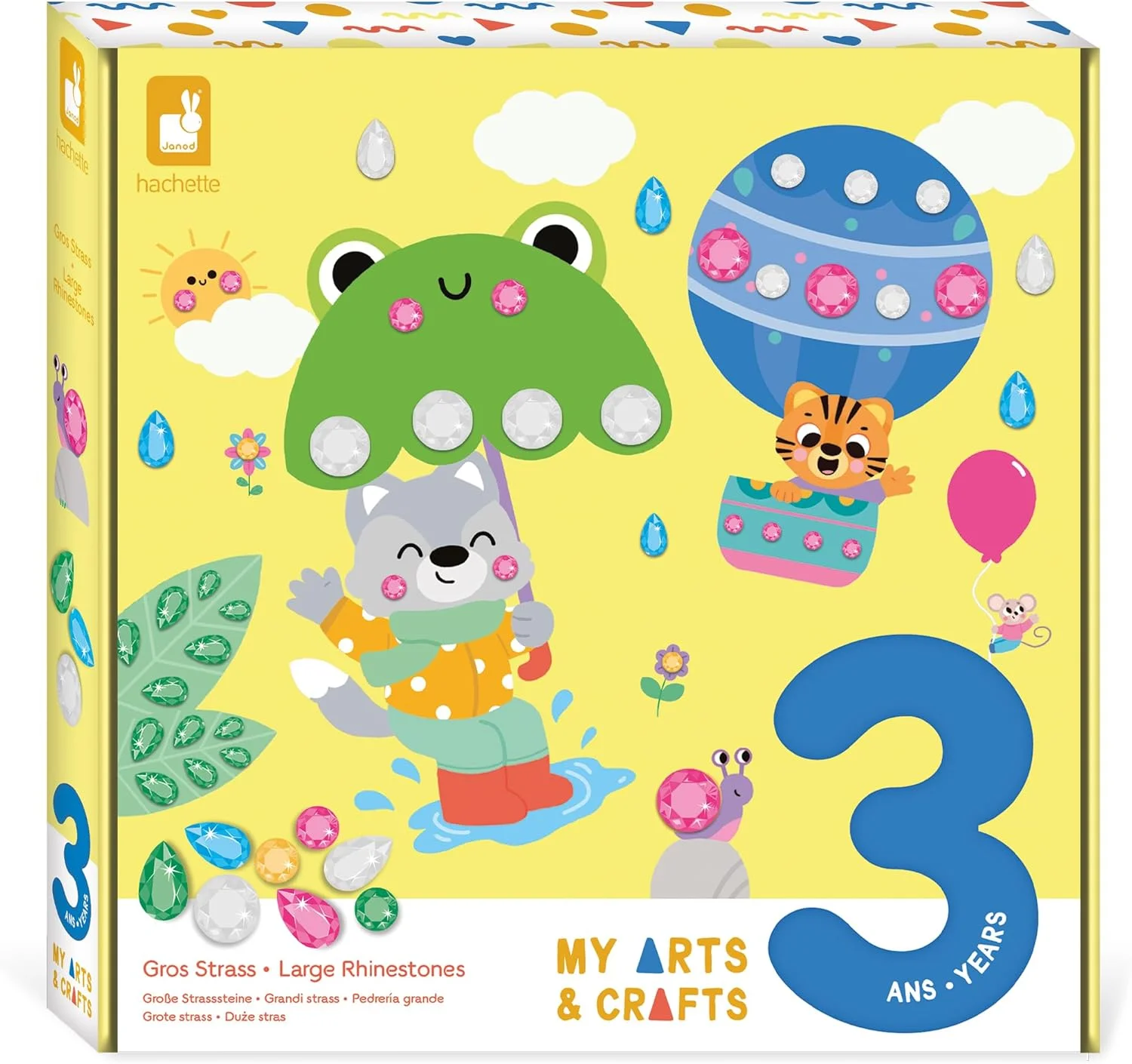 Janod My Arts & Crafts - Gros strass autocollants (4 tableaux) dès 3 ans