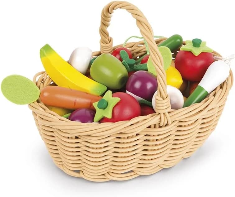 Janod Panier de 24 fruits et légumes (3 ans+) - jeu d'imitation