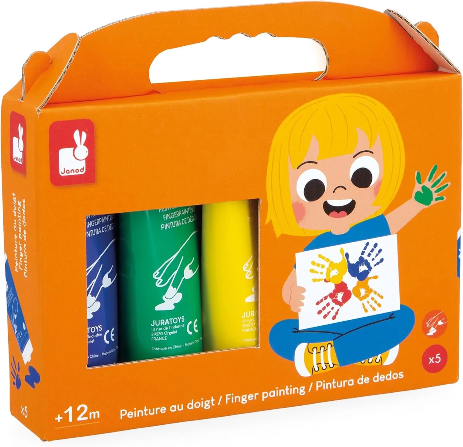 Janod - Peinture au doigt bébé (5 tubes 75 ml) - Dès 12 mois