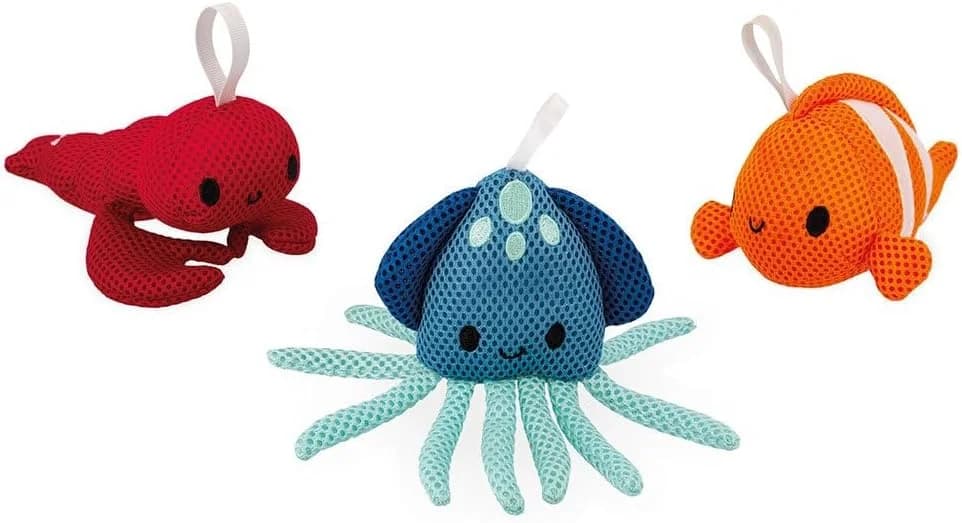 Janod Peluches de Bain Moussantes Animaux Marins (x3) dès 10 mois