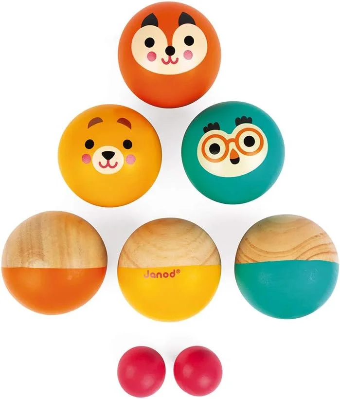 Janod – Pétanque enfant en bois (6 boules + 2 cochonnets)