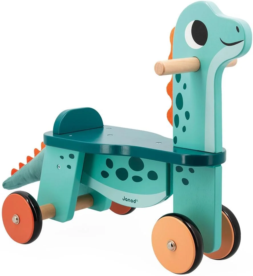 Janod - Porteur dinosaure Portosaurus en bois (assise 21 cm)
