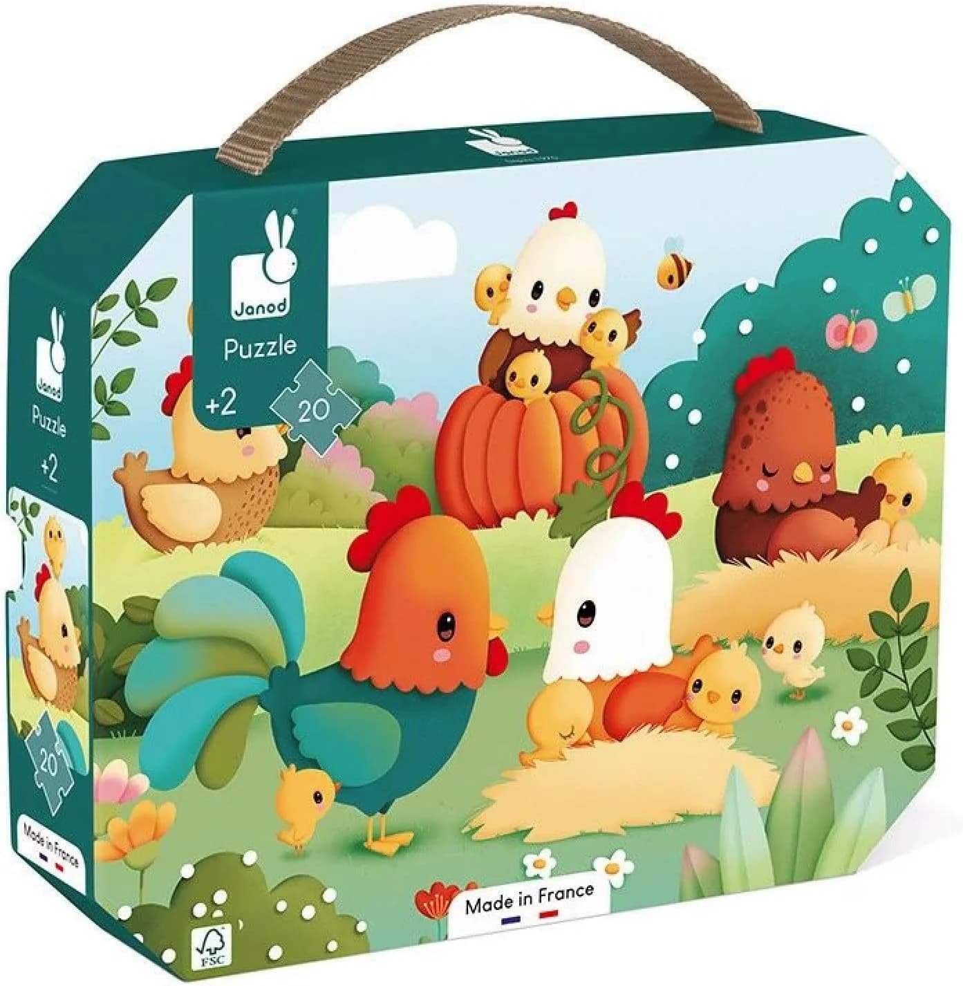 Janod Puzzle 20 pièces "Bienvenue à la basse-cour" (dès 2 ans)
