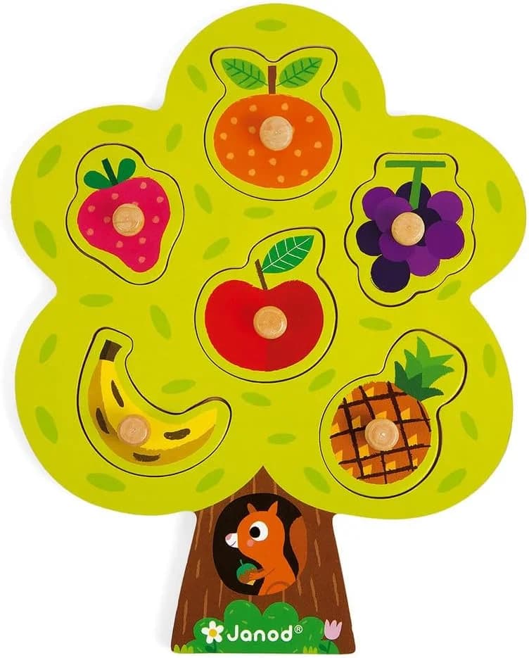 Janod Puzzle à tenons Arbre gourmand – fruits (6 pièces) dès 18 mois