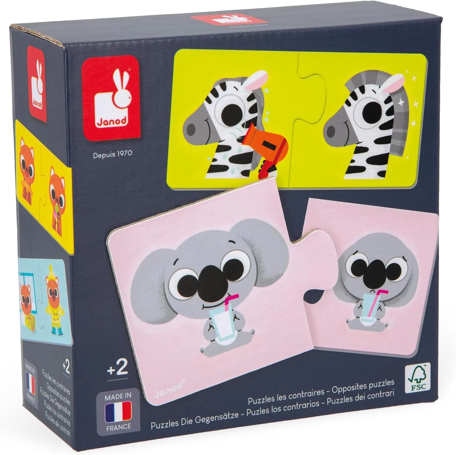 Janod Puzzle Les Contraires : 12 puzzles duo (dès 2 ans)
