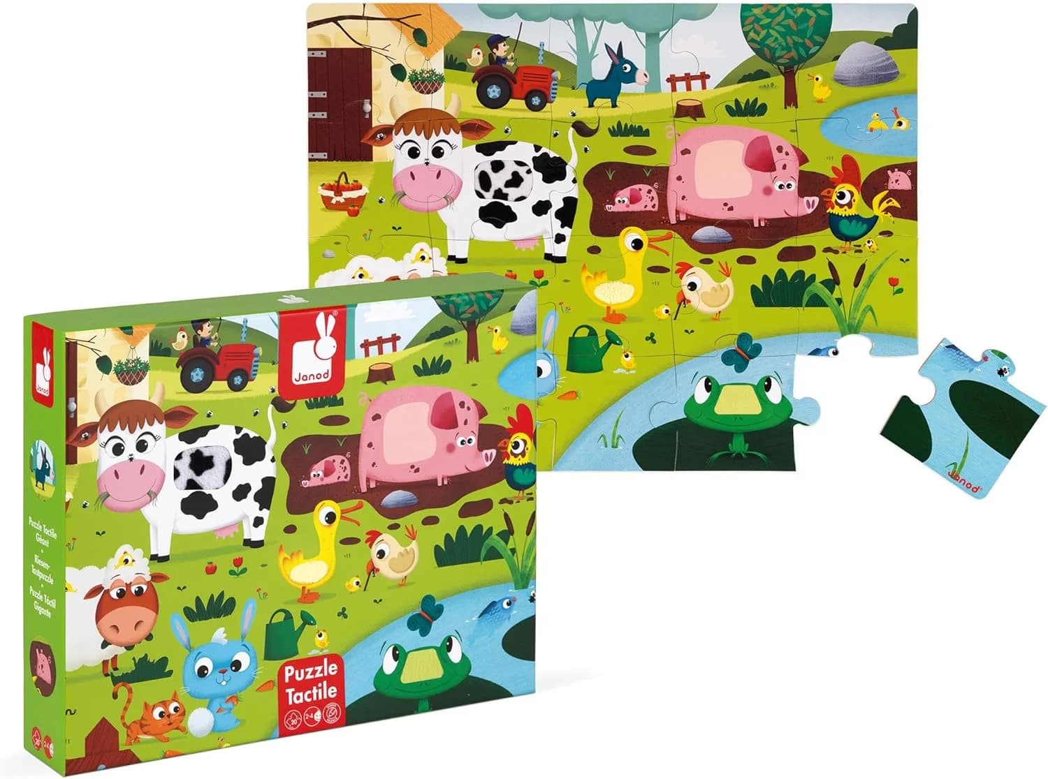 Janod Puzzle tactile Animaux de la ferme (20 pièces) dès 2 ans