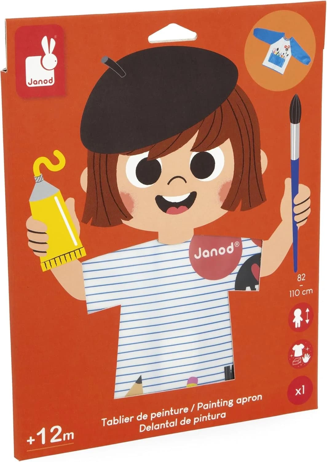 Janod - Tablier de peinture imperméable manches longues (82–110 cm) - Dès 12 mois