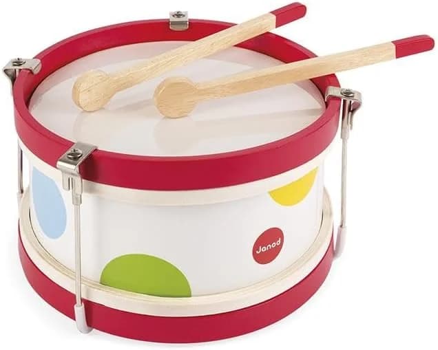 Janod – Tambour enfant en bois Confetti (2 baguettes)