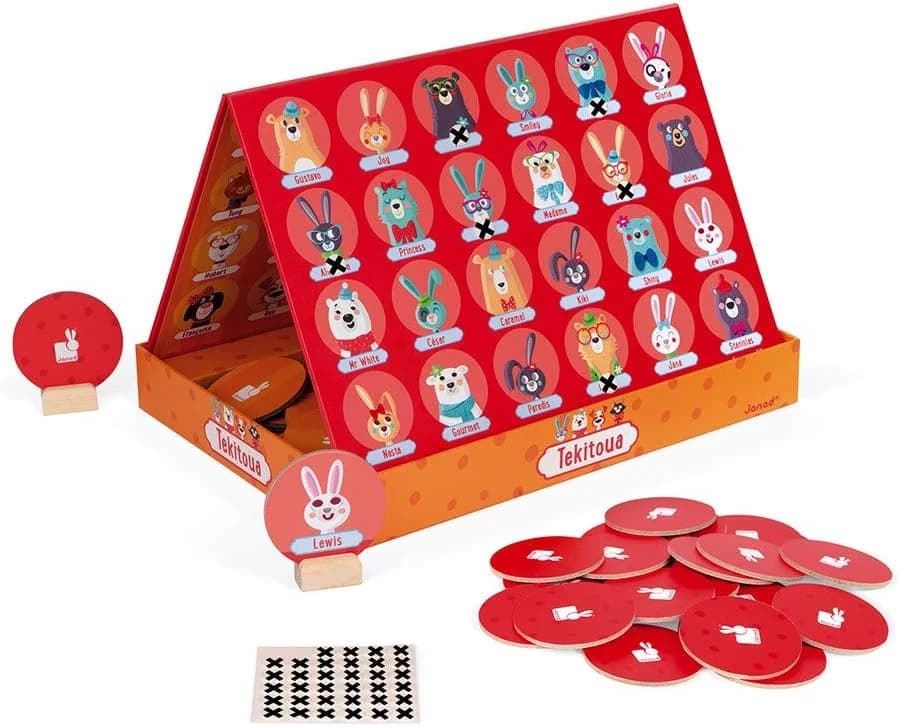 Janod Tekitoua – jeu de déduction “Qui est-ce ?” animaux (stickers repositionnables)