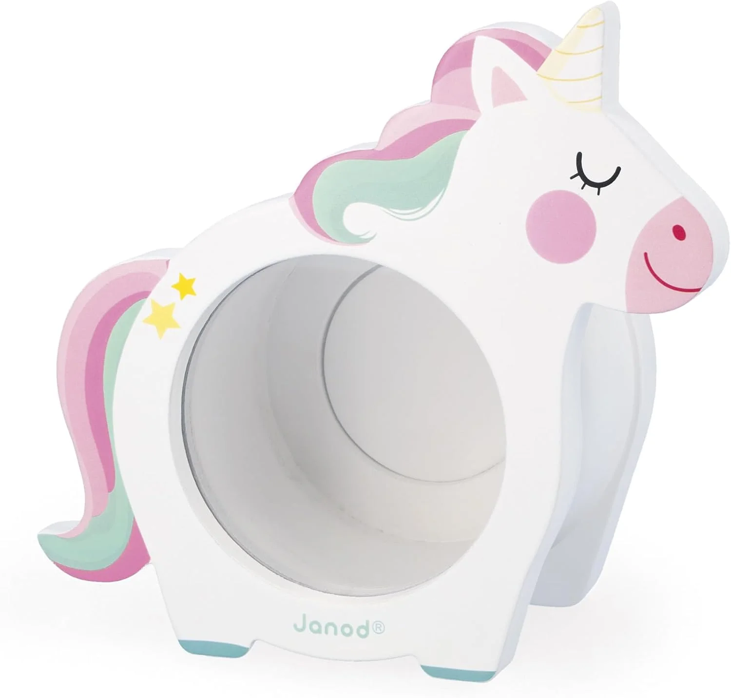 Janod Tirelire licorne en bois – face transparente (J04655)