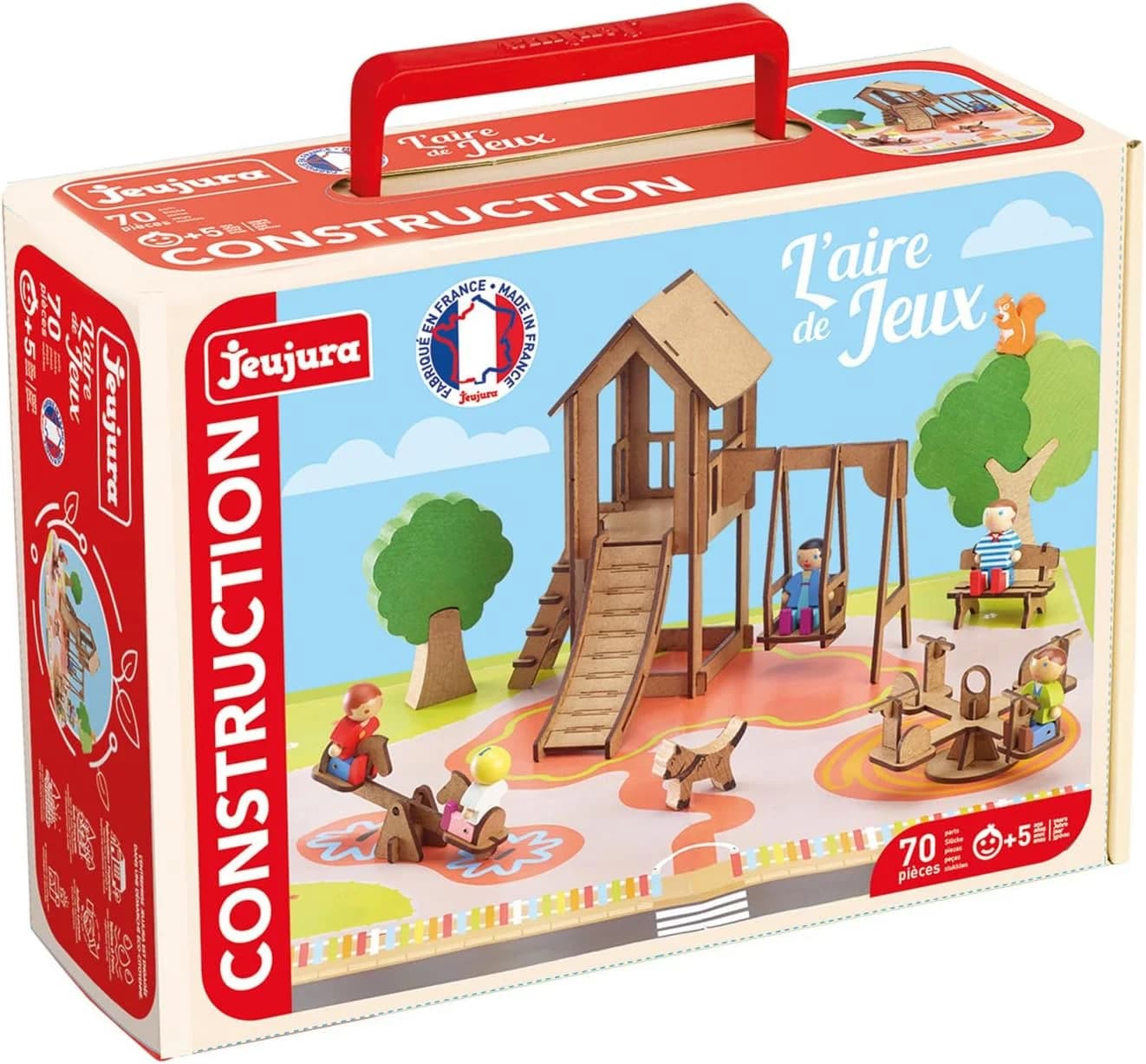JeuJura Aire de jeux en bois - jeu de construction 70 pièces