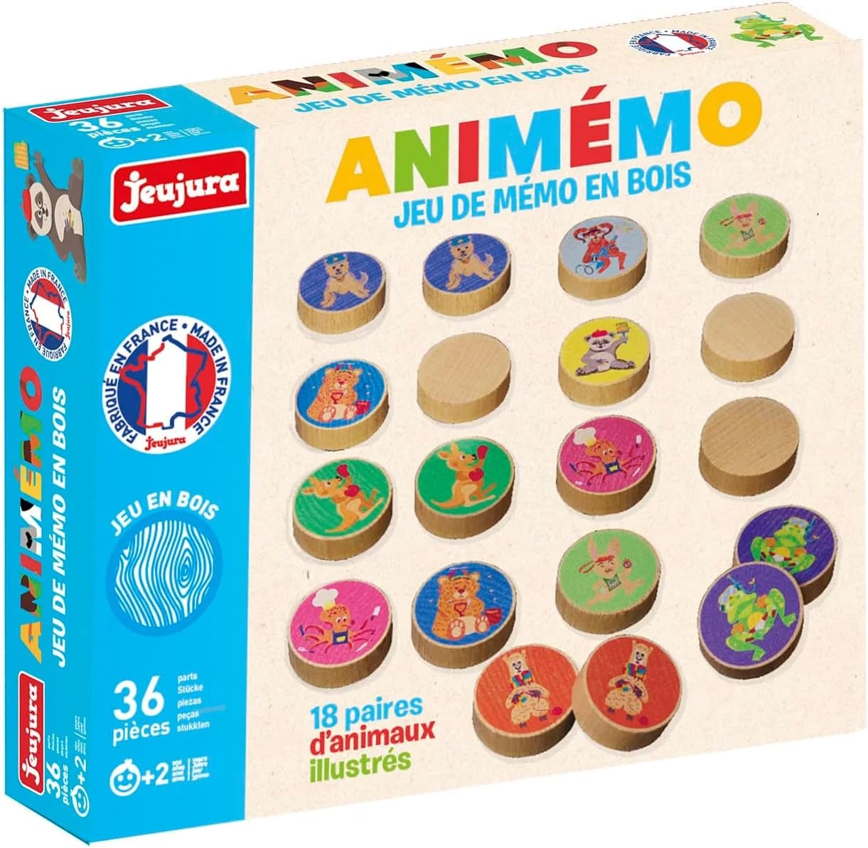 JeuJura Animemo jeu de mémoire en bois animaux