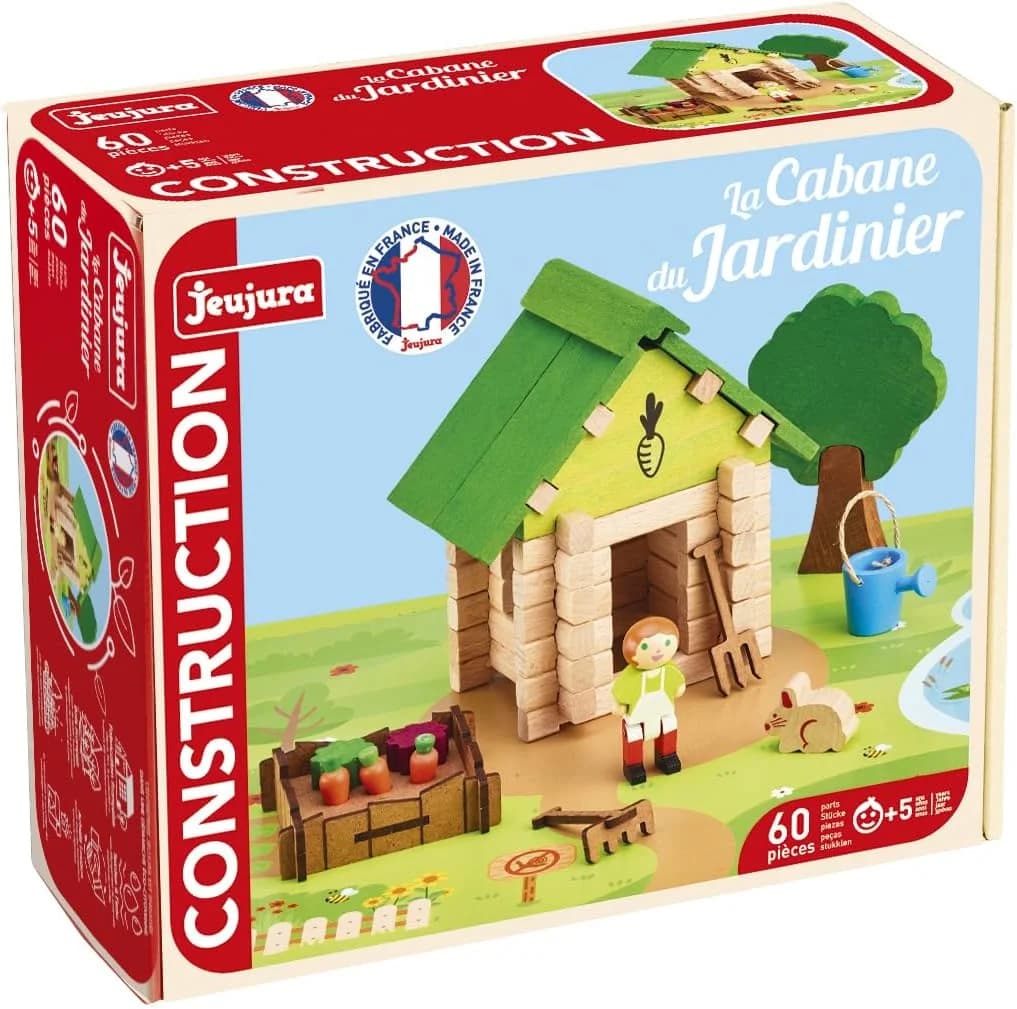 JeuJura Cabane du jardinier en bois - jeu de construction 60 pièces