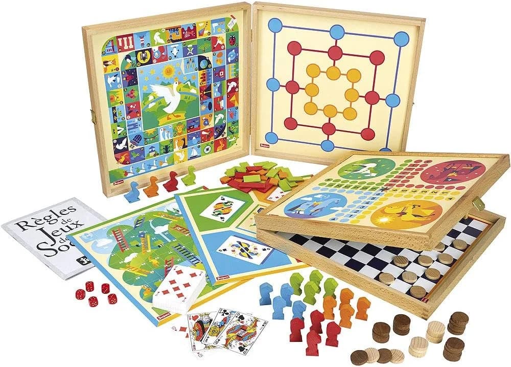 JeuJura coffret de jeux de société 4 plateaux 80 règles
