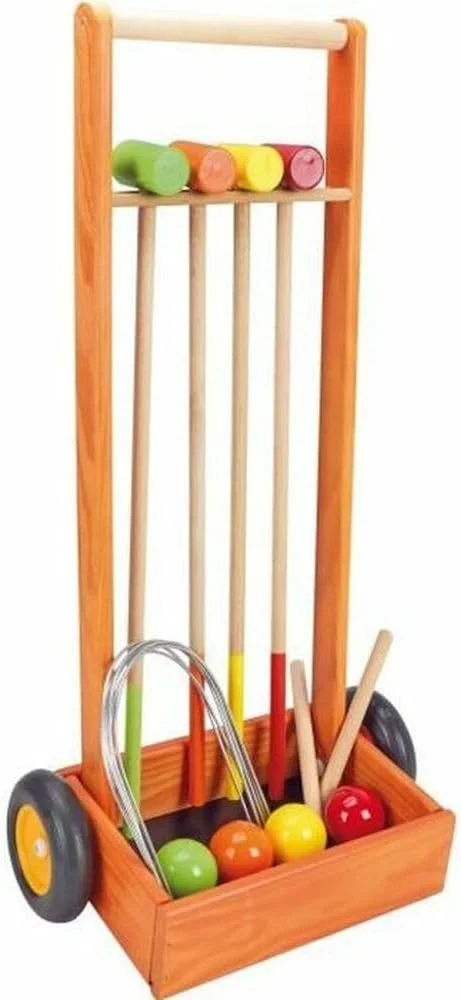 JeuJura jeu de croquet en bois avec chariot 4 joueurs
