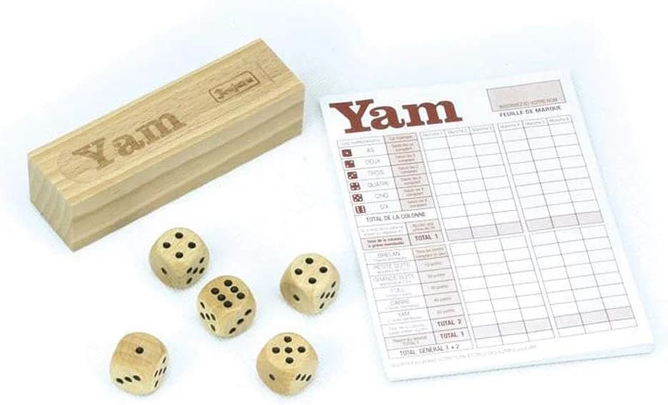 Jeujura jeu de Yam en bois avec bloc de score