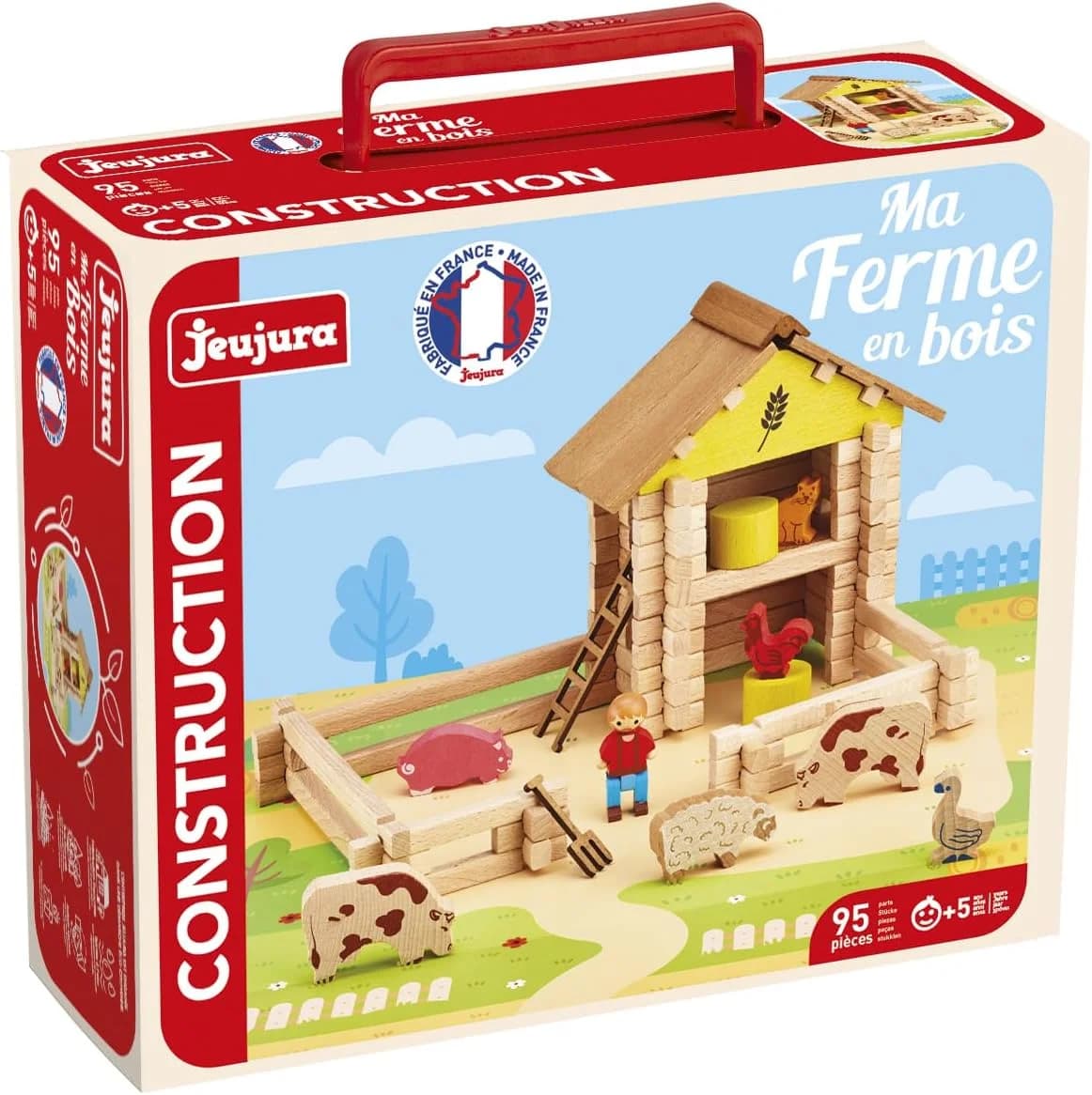 JeuJura Ma ferme en bois - jeu de construction 95 pièces