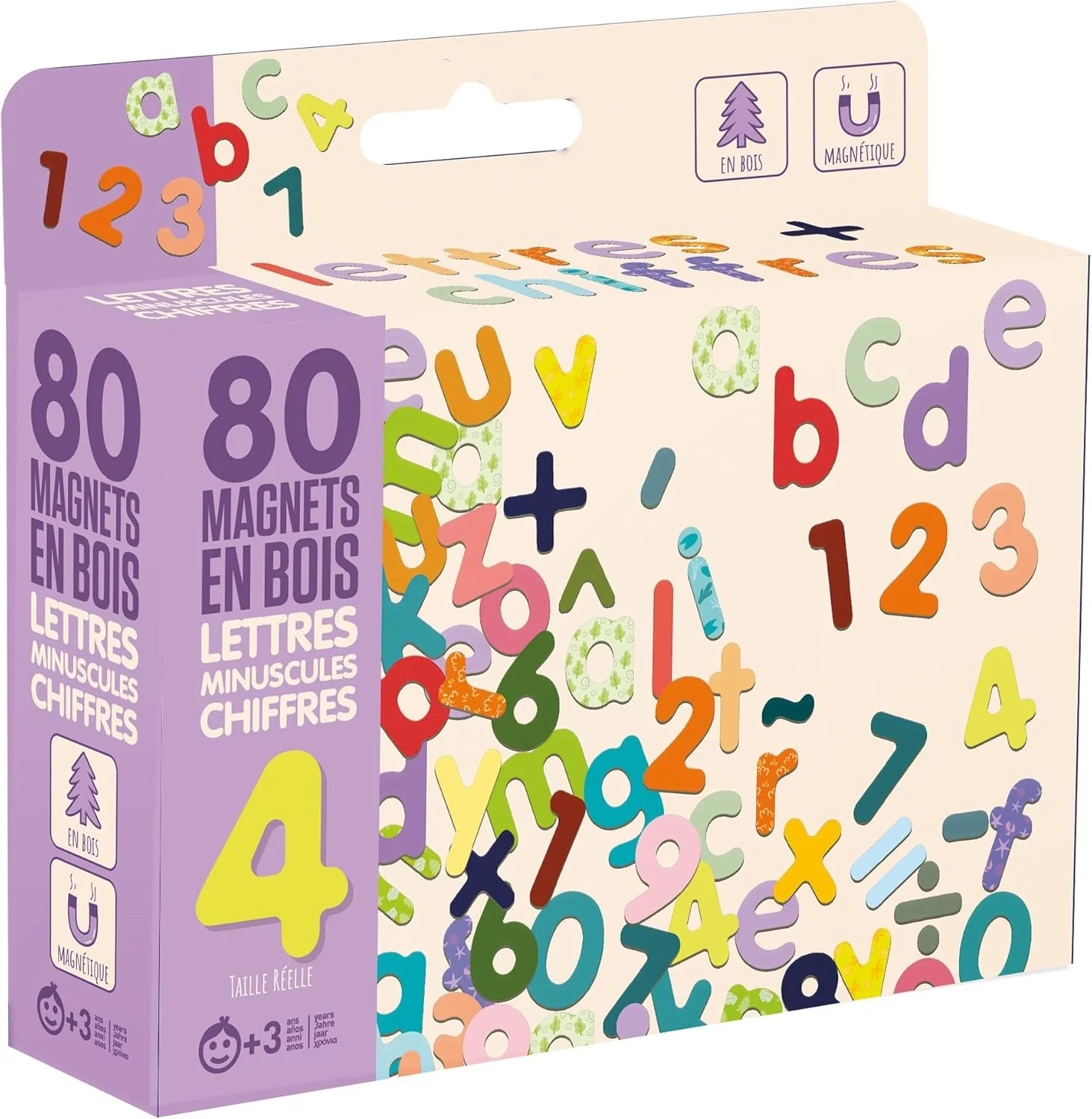 JeuJura magnets en bois lettres minuscules chiffres et signes