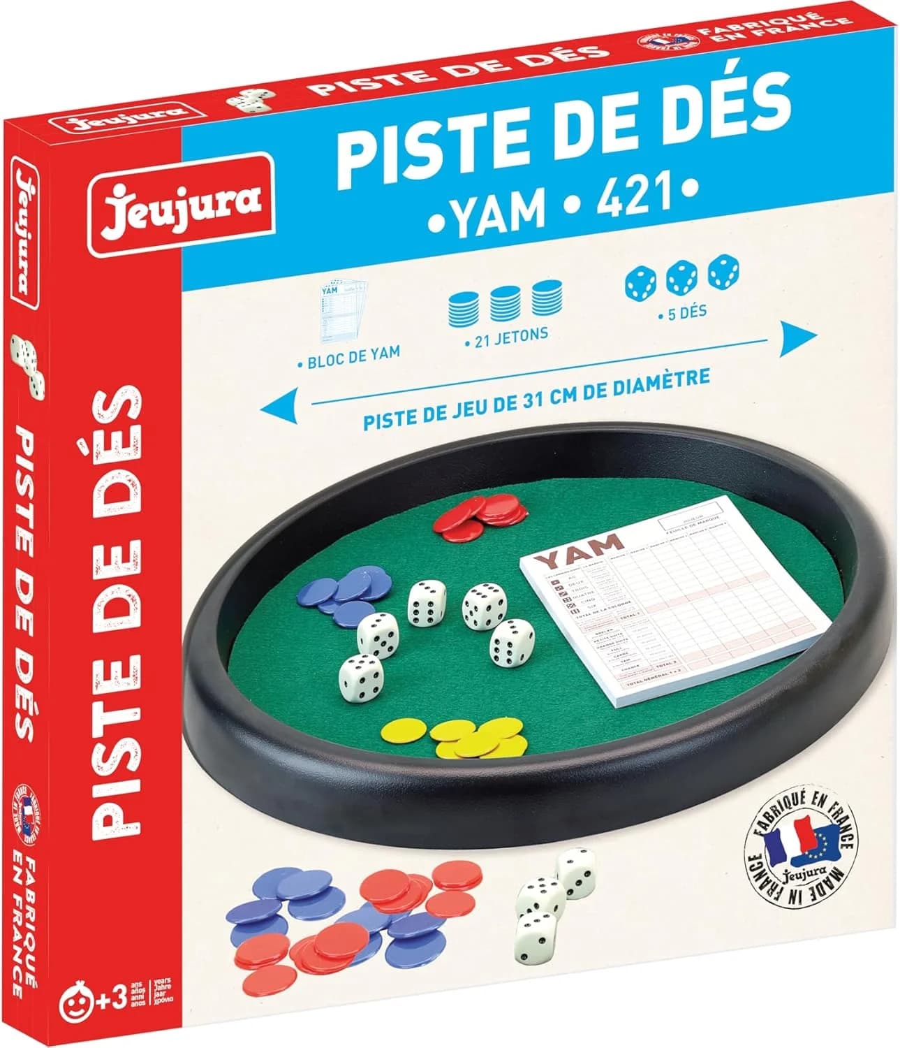 Jeujura piste de Yam 421 avec dés et jetons
