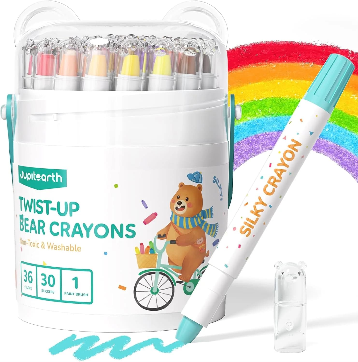 JUPITEARTH Crayons jumbo lavables, 36 couleurs