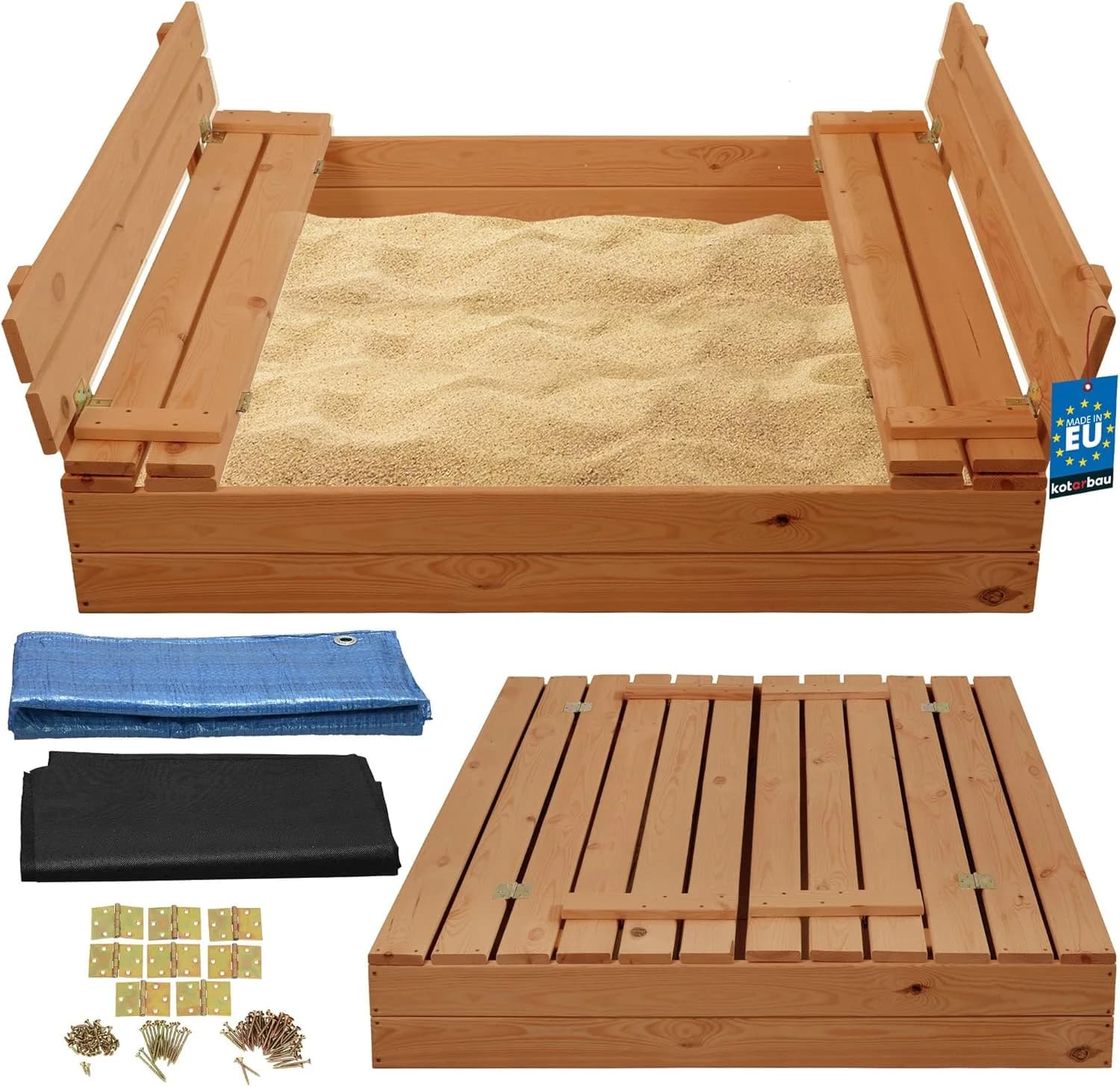 KOTARBAU bac à sable bois 120 cm avec bancs