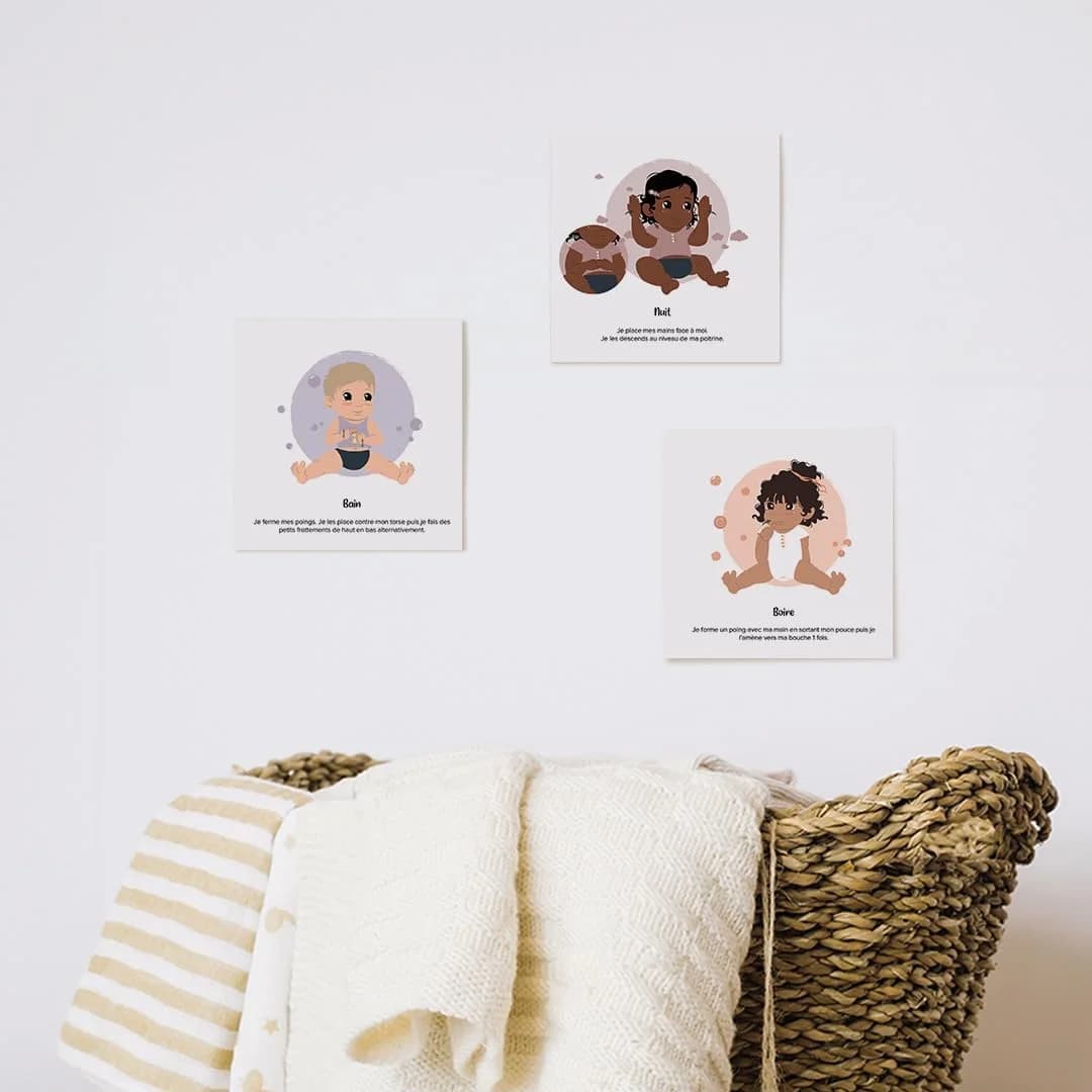 L'Atelier Gigogne - Pack cartes bébé signe Routine