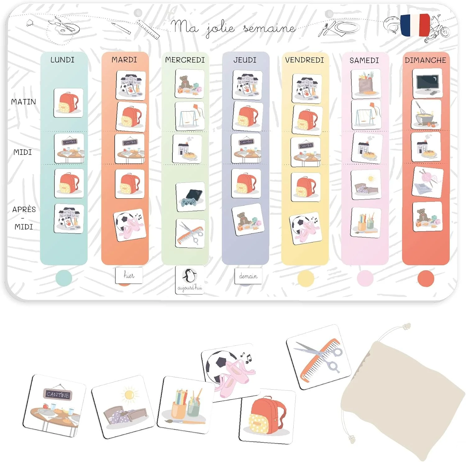 L'Atelier Gigogne Semainier enfant Montessori magnétique
