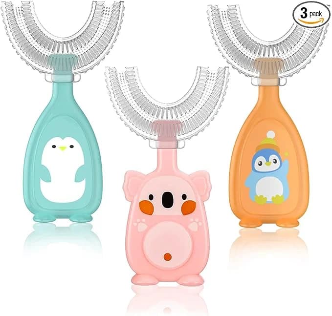 Leikedun lot de 3 brosses à dents en U 2-6 ans