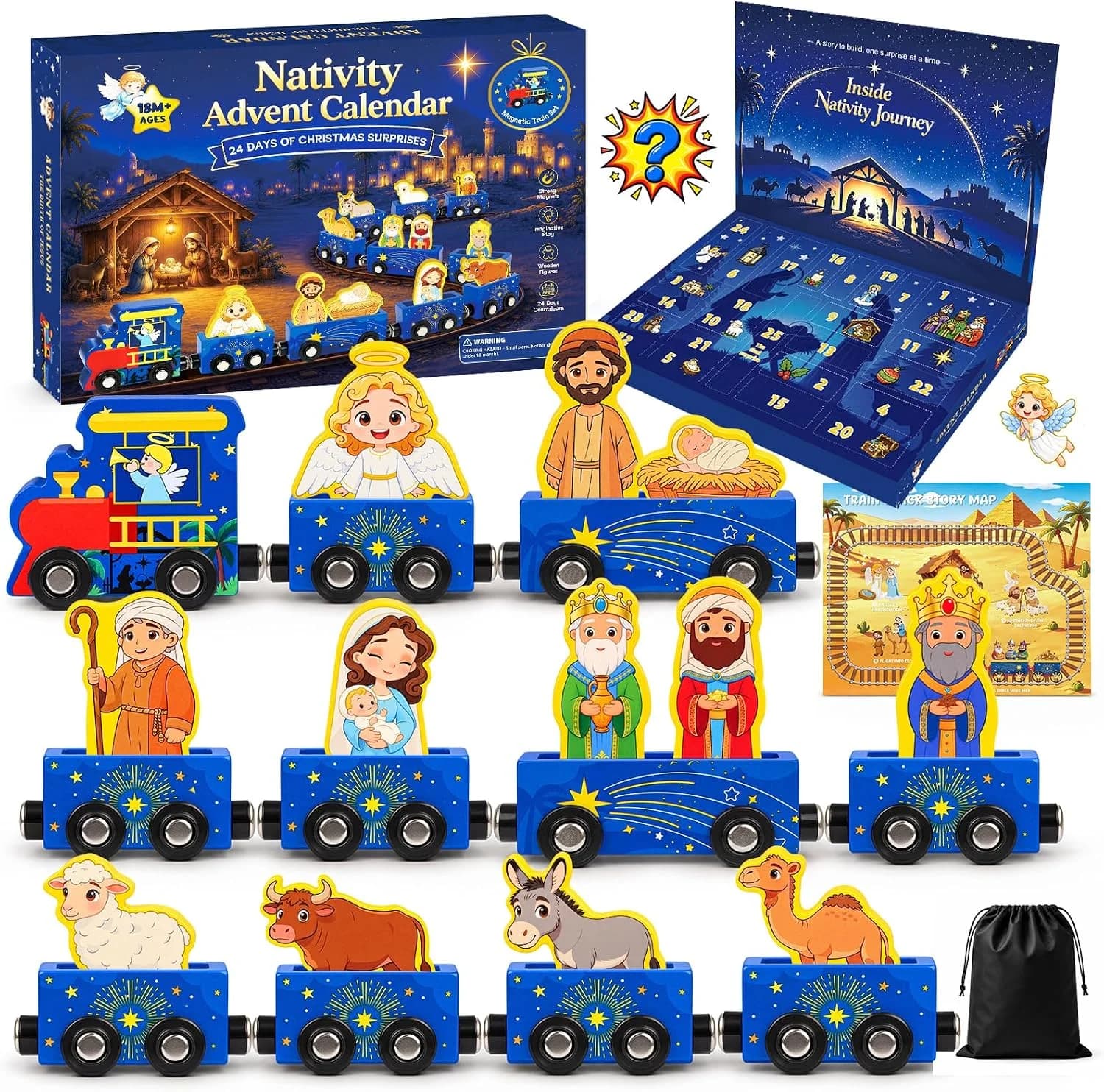 LESDOI, Avent train en bois Nativité 24 pièces